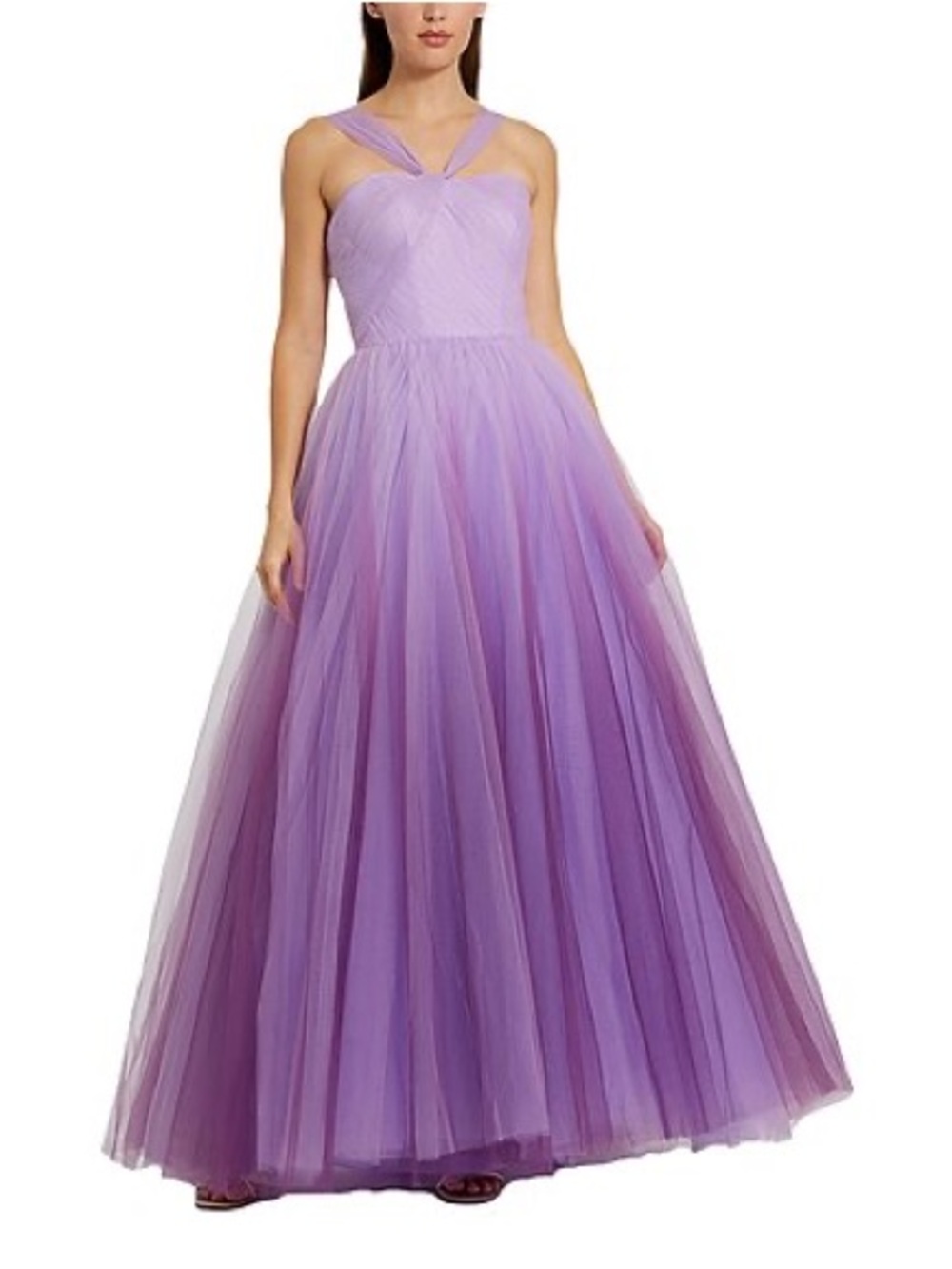 Mac Duggal Size 8 Lavender Tulle Ball Gown Dress Sleeveless Cross-Strap Bodice